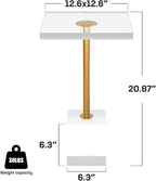 Acrylic End Table, Square Acrylic Drink Table with Metal Support Base, Modern Clear End Table for Living Room, Bedroom, Transparent Nightstand, 12.6" W x 12.6" D x 20.9" H, Easy Assembly