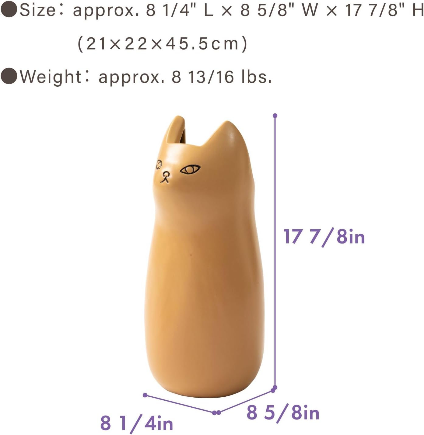 PaletteLife Cat Umbrella Stand, Medium Ceramic Umbrella Holder for Entryway, Cute Scandinavian Decorative Umbrella Rack, Black