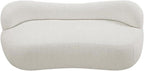 Meridian Furniture 119Cream Flair Collection Modern | Contemporary Boucle Fabric Upholstered Bench with Curved Back Design, Cream, 62" W x 23" D x 24" H