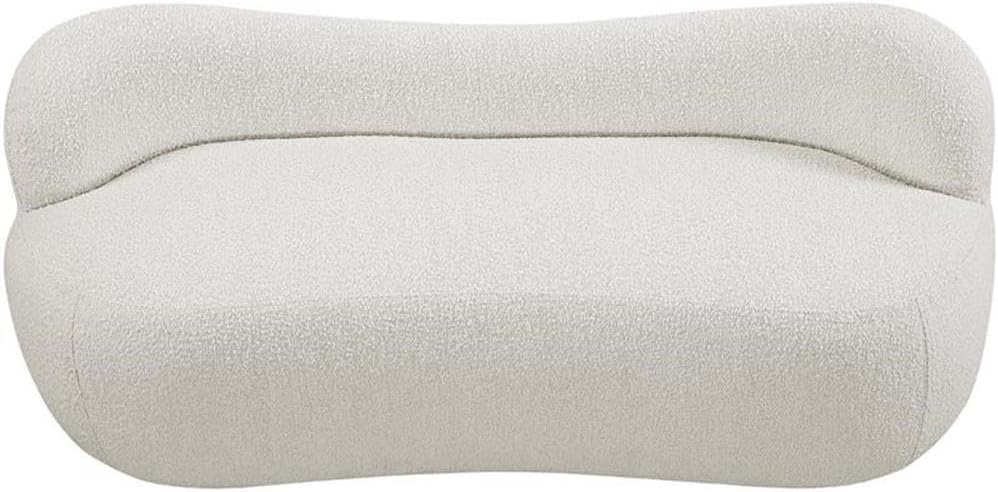 Meridian Furniture 119Cream Flair Collection Modern | Contemporary Boucle Fabric Upholstered Bench with Curved Back Design, Cream, 62" W x 23" D x 24" H