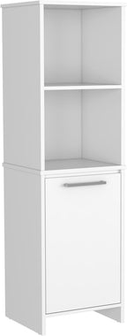 Modern Kitchen Pantry, White Storage Cabinet with 2 External Shelves, Single Door Cabinet, 2 Interior Shelves, Easy to Maintain, for Dining Room
