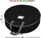 Heavy Duty Christmas Wreath Storage Bag 48" - Handles Made Of Durable 600D Oxford Polyester Material Storage Bag Extra Large 48” Holiday Wreaths Container (Black)