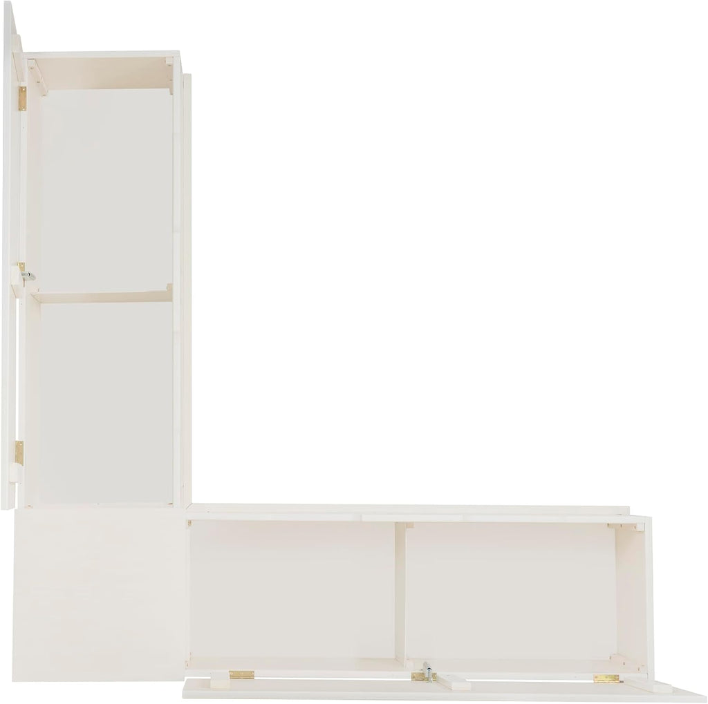 Linon Harris White Solid Pine Backless Nook with Interior Storage