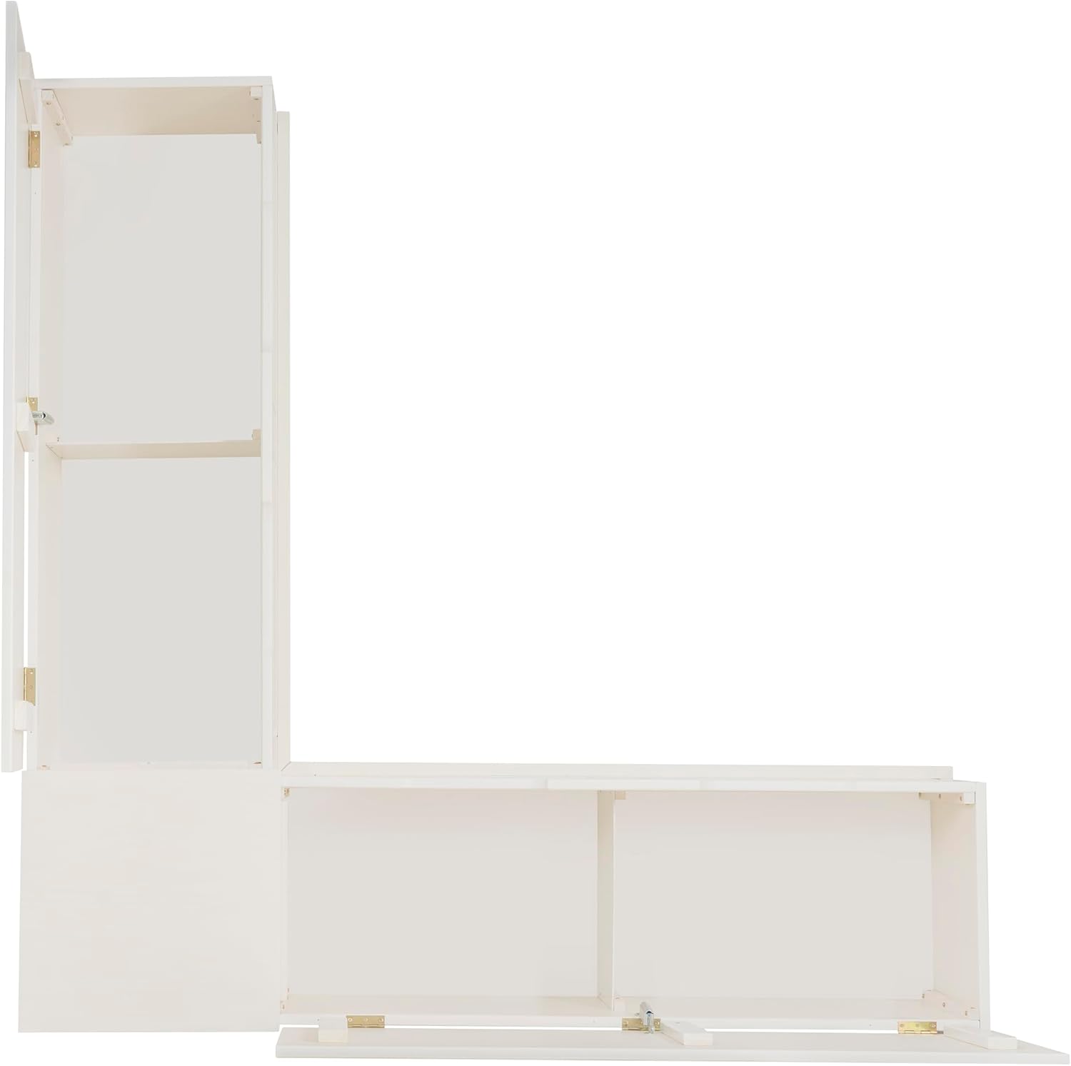 Linon Harris White Solid Pine Backless Nook with Interior Storage