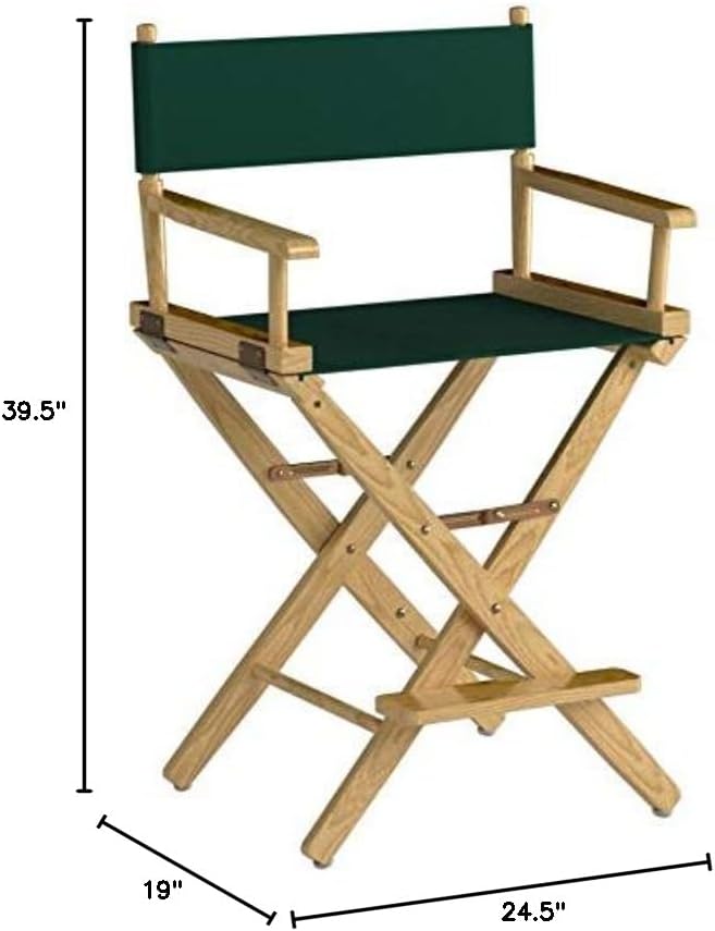 American Trails Extra-Wide Premium 24" Director's Chair Natural Frame with Hunter Green Canvas, Counter Height