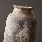 SIDUCAL Rustic Ceramic Farmhouse Flower Large Vase, Whitewashed Terra Cotta Vase, Pottery Decorative Flower for Home Decor, Table, Living Room Decoration, Shelf Decor, Mantel, 9.5 Inch, Terra