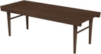 Mid Century Modern Solid Wood Bench with Natural Walnut Stain Finish 15.5'' H x 47.2'' W x 18.1'' D for Living Room, Hallway, Bedroom, Bathroom