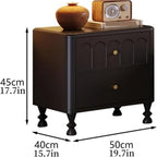 Vintage Bedside Table - Solid Wood Nightstand with Double Drawers, Practical Side Cabinet for Home Decor
