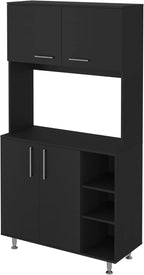 37 Multi-Layer Open Shelf Garden Table for Planting, Planter Bench with Spacious Countertop, Outdoor Storage Cabinets for Kitchen Prep Gardening, Black