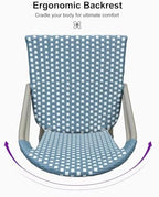 PURPLE LEAF Oversized Outdoor Counter Height Bar Stools Set of 2 26" French Bar Height Stool Bamboo Print Finish Patio Bar Stools with Back Rattan for Garden Kitchen, Light Blue