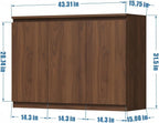 holzart 43" Walnut Brown Buffet Cabinet Sideboard with Storage - Modern 3-Door Wood Grain Kitchen Cupboard & Coffee Bar Station for Dining Room, Living Room - Adjustable Shelf, 43.3" W x 31.5" H