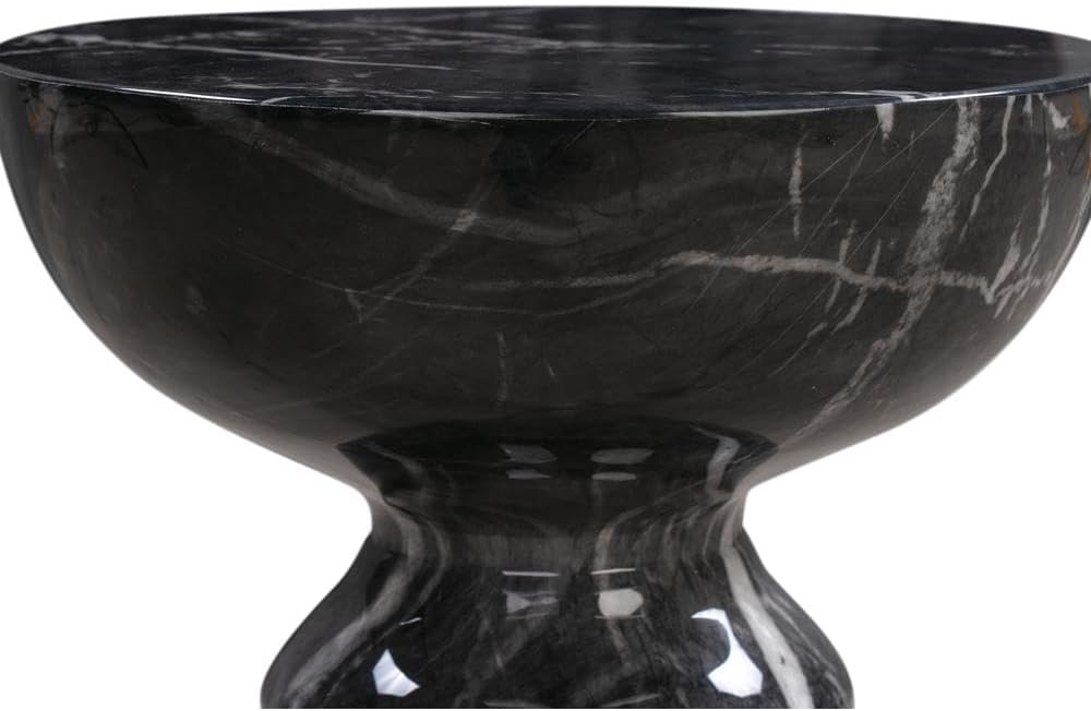 Furnifact Black Marble Side Table in Concrete, Handmade by Artisans for a Stylish Addition to Any Living Room, Ships Fully Assembled