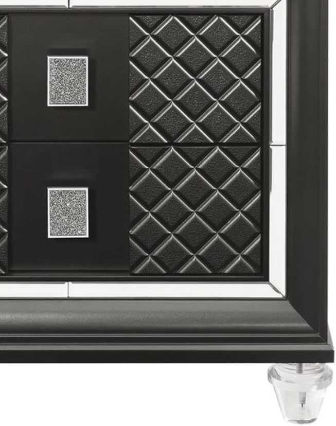 Metallic Gray Finish Nightstand, Modern Style 2-Drawer Night Stand,for Small Spaces