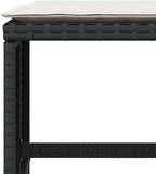 4-Piece Garden Stool Set Black with Cream Cushion