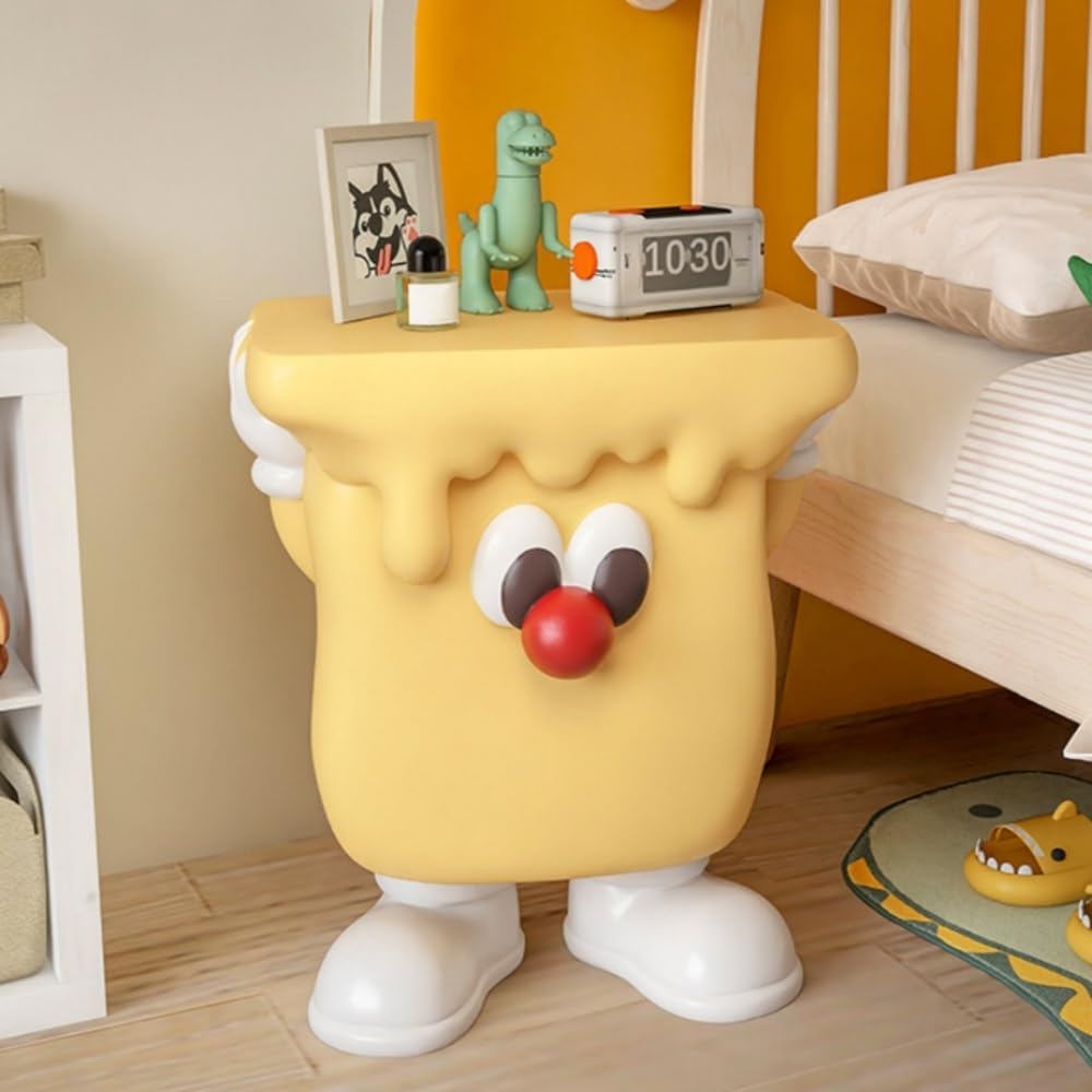 Modern Creative Resin Side Table, Cute Simple Bedside Table for Small Space, Multifunctional Small End Table Suitable for Bedroom, Living Room, Balcony