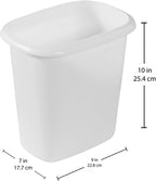 Rubbermaid Vanity Trash Can/Wastebasket 1.5-Gallons/6-Quarts White for Under Counter/Kitchen/Office/Bedroom/Bathroom