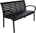 Garden Bench Black WPC (Wood Plastic Composite), Steel 116 cm Wide,The Ultimate Durable Garden Bench for Outdoor Comfort Patio Furniture