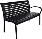 Garden Bench Black WPC (Wood Plastic Composite), Steel 116 cm Wide,The Ultimate Durable Garden Bench for Outdoor Comfort Patio Furniture