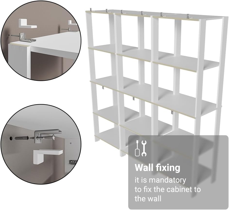 Madesa Kitchen Pantry Storage Rack with 15 Open Shelves 70" L Multiuse Modular Cabinet for Kitchen Organization (White)