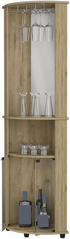 Farmhouse Rustic Corner Cabinet, Storage Locker 3-Tier Shelf with Glass Rack,for Kitchen Home
