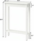Small Console Table with Shelf Little Narrow Entryway Table Skinny Thin High Tall Display Stand for Entry Hall Hallway, Foyer, as Eextension for Long Behind Couch Sofa Table/Kitchen Countertop, White