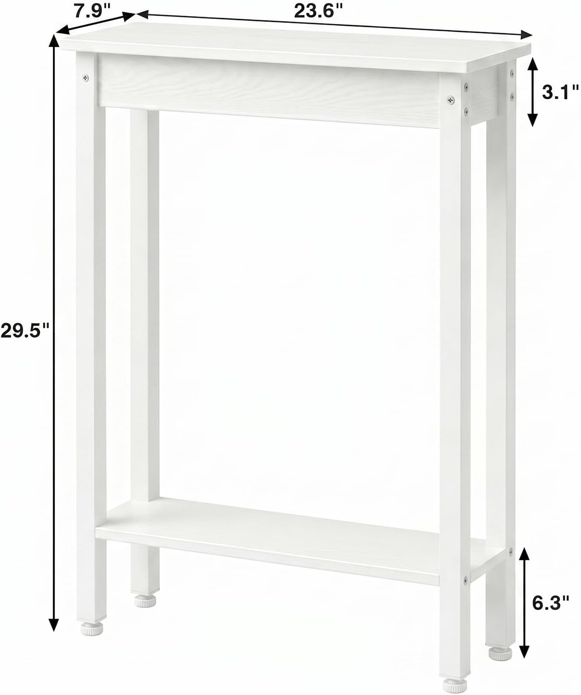 Small Console Table with Shelf Little Narrow Entryway Table Skinny Thin High Tall Display Stand for Entry Hall Hallway, Foyer, as Eextension for Long Behind Couch Sofa Table/Kitchen Countertop, White