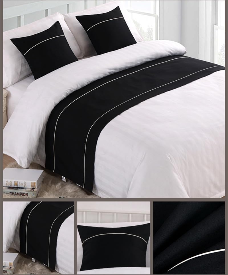Modern Bed Runner Decorative Bed End Scarf for Home Hotel Guesthouse, Black, 82x19.5in/ 210x50cm