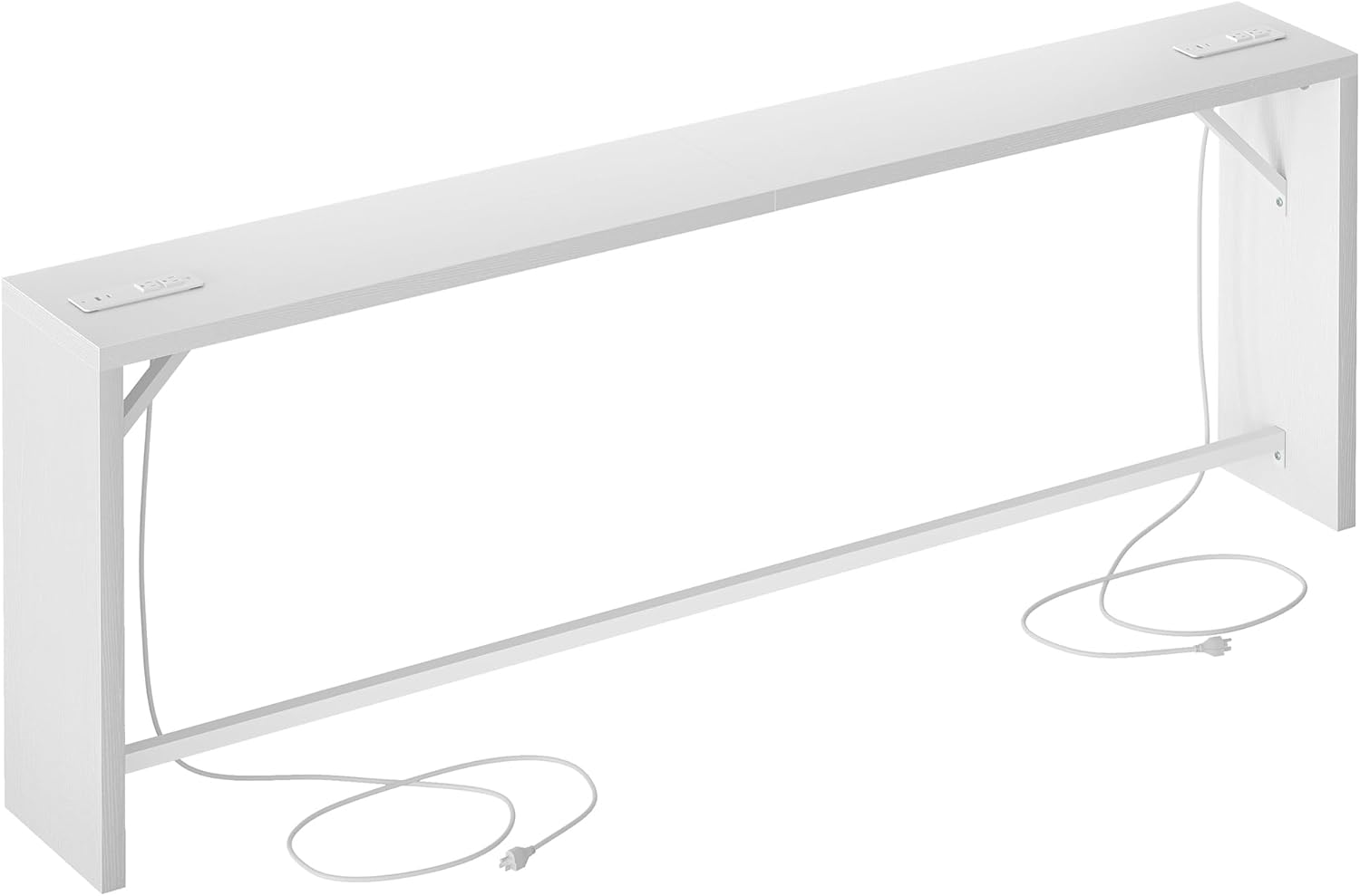 TIQLAB Sofa Table, 79''L x 9.1''W (1.2'' Thickness) Long Console Table Behind Couch, Entryway Table with Angled Metal Frame, Industrial Console Table, White