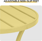 Outdoor Round Side Table, Small Metal Table Patio End Table Coffee Bistro Table for Indoor Outdoor (Light Yellow)