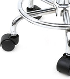 Vasitelan PU Leather Modern Rolling Stool with Low Back Height Adjustable Work Salon Drafting Swivel Task Chair with Footrest