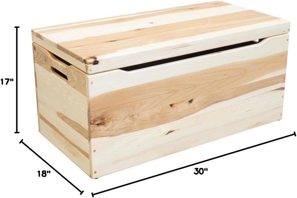 30” Engraved Wooden Storage Chest – Handmade Amish Hope Chest – Storage Trunk w/Anti-Slam Hinges – Solid Wood Chest – Clothing, Keepsake & Blanket Storage (Rustic Hickory Wood, Natural Stain, 30”)