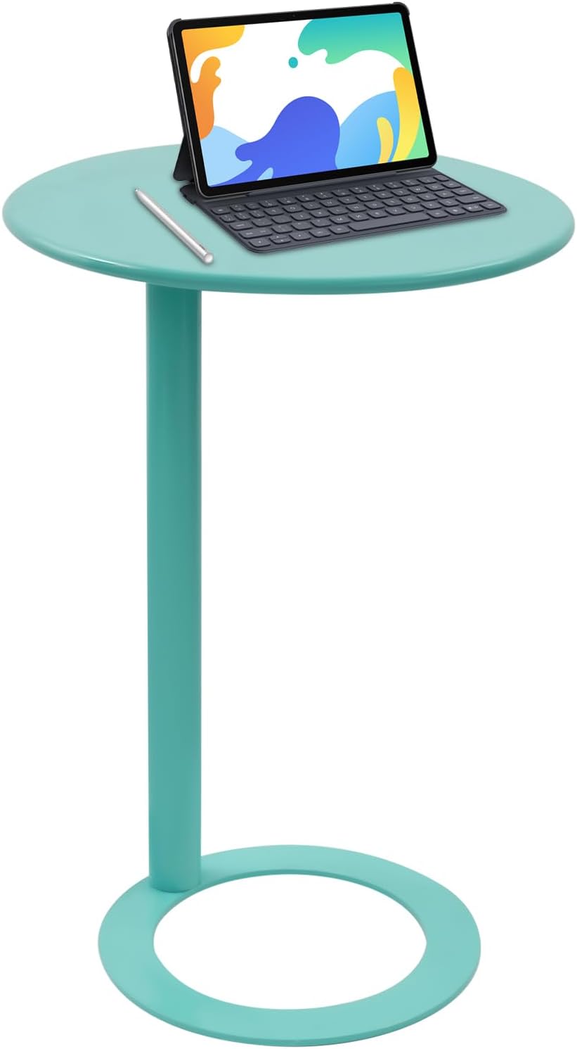 C-Shape Side Table - Coffee Table for Living Room, Bedroom, Home Decor, Modern Accent Table for Adults & Kids, Small Round End Table (Blue)