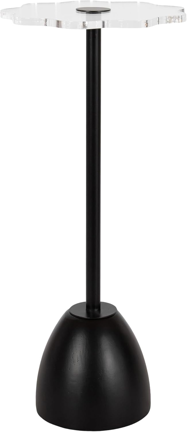 Kate and Laurel Acari Modern Pedestal Drink Table, 10 x 10 x 22, Clear Acrylic and Black, Decorative End Table with Scalloped Acrylic Tabletop for Use as Small Plant Stand or Cute Living Room Accent
