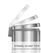 simplehuman Round Step Can, 4.5L / 1.2 Gallon Compact Bathroom Trash Can, 150,000-Step Pedal, Lid Shox® Silent Close, Removable Inner Bucket, Brushed Stainless Steel
