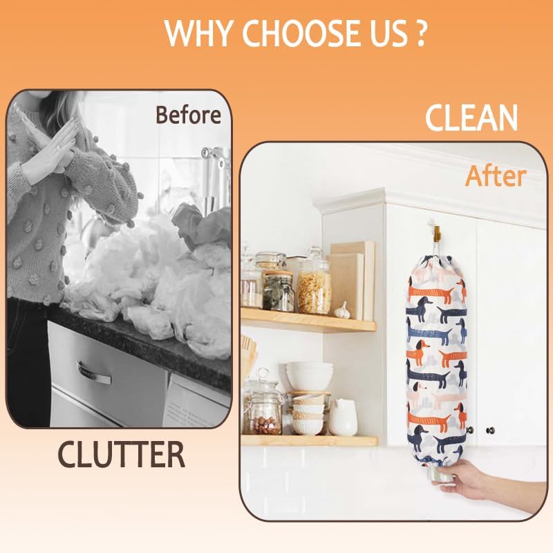 TOGETRUE Plastic Bag Holder, Cute Grocery Bag Holder for Plastic Bags, Wall Mount Bags Dispenser for Home Kitchen Decor (Dog)