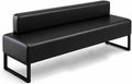 Modern Waiting Room Bench with Backrest Upholstered Office Guest Chair Metal Frame Reception Seating for Lobby Salon Airport Bank and Conference Room Black Frame 17" Dx47 Wx17 H