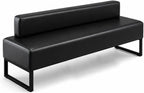 Modern Waiting Room Bench with Backrest Upholstered Office Guest Chair Metal Frame Reception Seating for Lobby Salon Airport Bank and Conference Room Black Frame 17" Dx47 Wx17 H