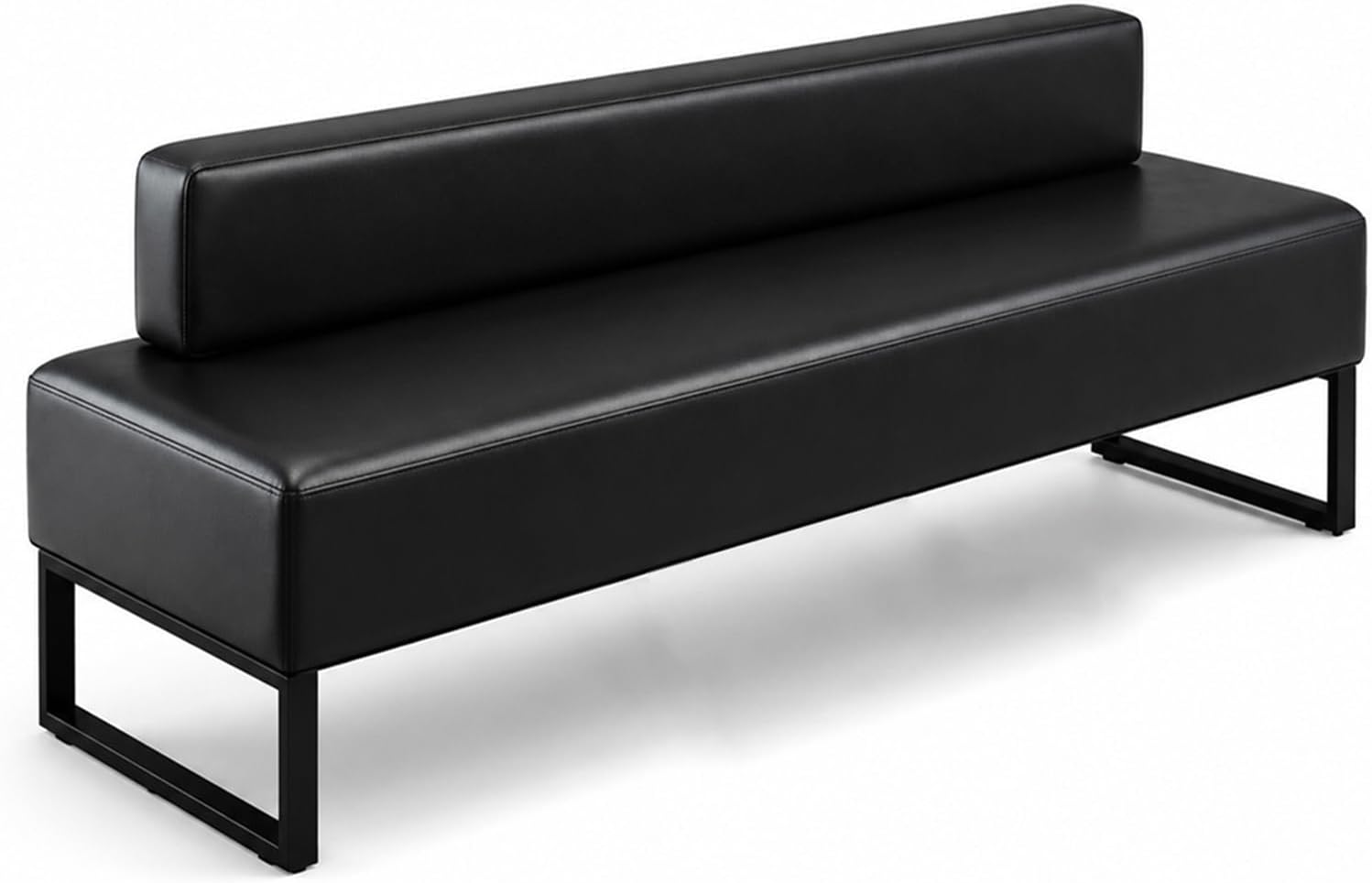 Modern Waiting Room Bench with Backrest Upholstered Office Guest Chair Metal Frame Reception Seating for Lobby Salon Airport Bank and Conference Room Black Frame 17" Dx47 Wx17 H