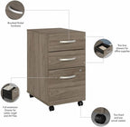 Bush Business Furniture Studio C 72W x 36D U Shaped Desk with Hutch and Mobile File Cabinet in Modern Hickory, U Workstation Set for Home or Professional Office