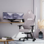 THUNDERX3 CORE Gaming Chair, for Adults Ergonomic Office Chair, High Back Desk Chair, Synchronous Tilt, Forward Tilt, 360° Self-adjusting Lumbar Support, Multipurpose Footrest, Fabric, Loft Light Grey