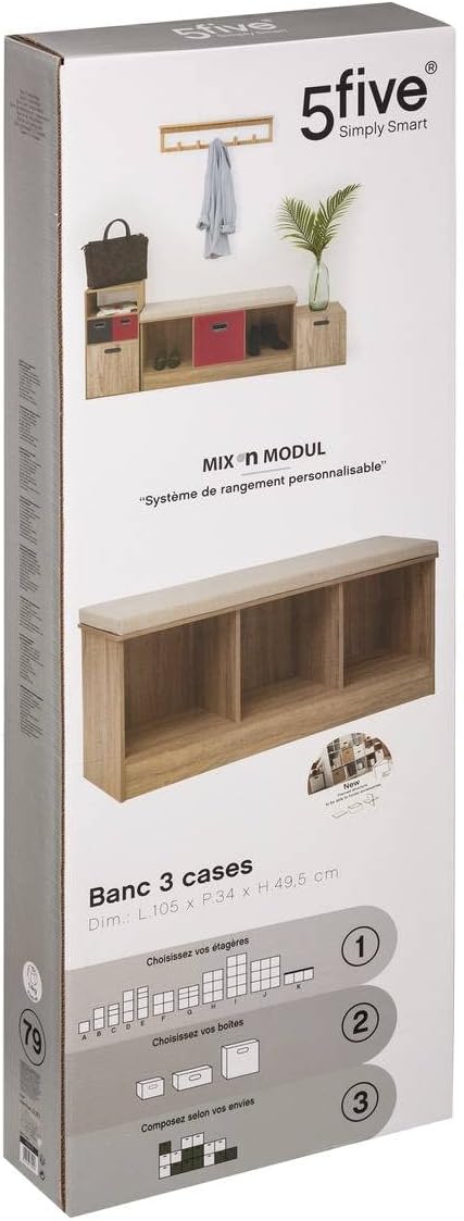 5 five simply smart 5five Bench 3 Cases Mix n Modul Natural Oak Effect