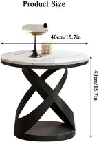 Marble End Table for Couch,Overbed Table for Laptop, Snacks & Coffee,Modern Living Room Accent Tables Nightstand for Corner(Black)
