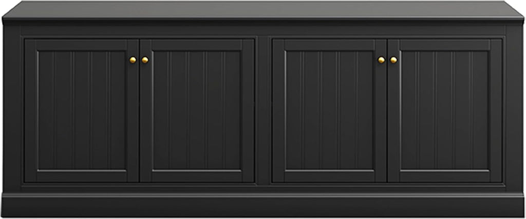 AMERLIFE 72" Modern Sideboard Buffet Cabinet with Vertical Grooved Doors, Storage Console Table with Adjustable Shelves, Coffee Bar/TV Stand for Dining Room, Living Room, Kitchen, Entryway, Black
