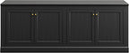 AMERLIFE 72" Modern Sideboard Buffet Cabinet with Vertical Grooved Doors, Storage Console Table with Adjustable Shelves, Coffee Bar/TV Stand for Dining Room, Living Room, Kitchen, Entryway, Black