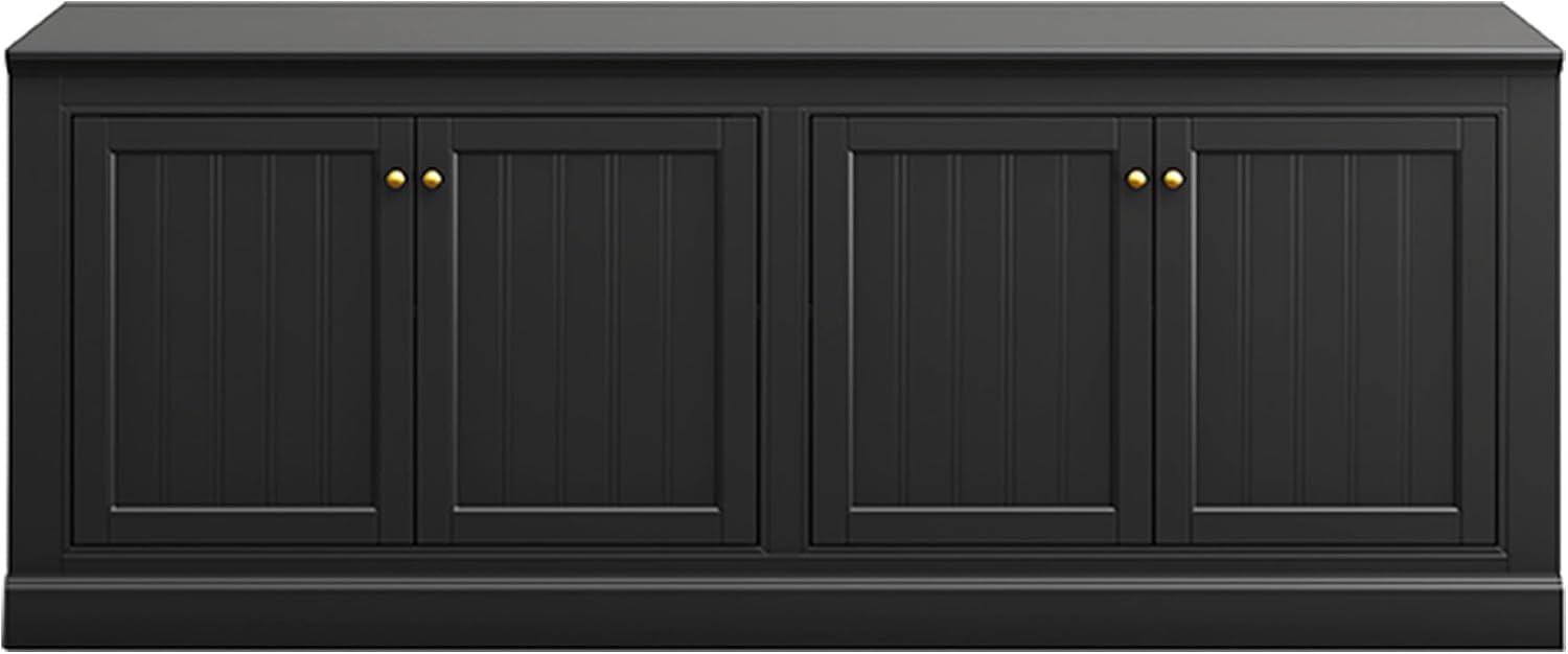 AMERLIFE 72" Modern Sideboard Buffet Cabinet with Vertical Grooved Doors, Storage Console Table with Adjustable Shelves, Coffee Bar/TV Stand for Dining Room, Living Room, Kitchen, Entryway, Black