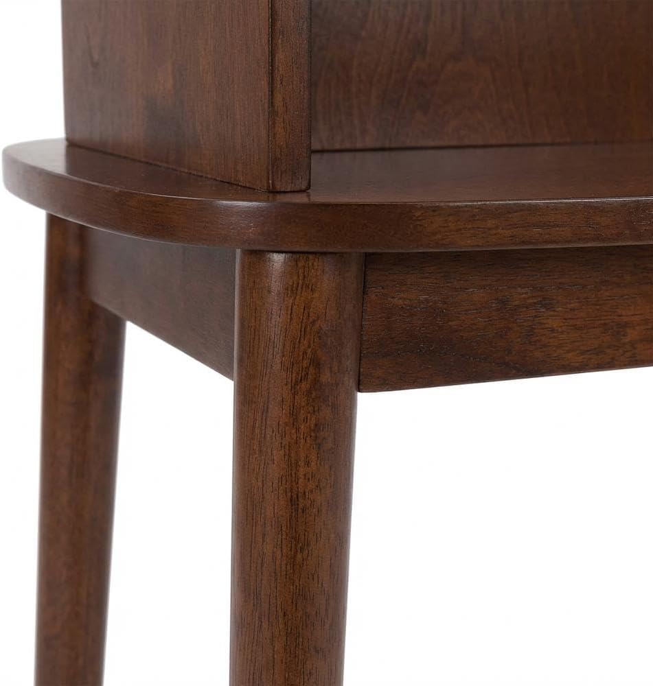 Furnifact Brown Chairside End Table, 2 Tier Shelves, Mid-Century Style Solid Wood Legs, Durable Veneer Finish, Modern Living Room Accent