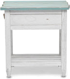 Pemberly Row Contemporary Wood Chairside Table, 25" H x 14" W x 23" D, Mindi and White Cedar, White/Blue Finish, 1 Drawer with Rope Ring Pulls, Coastal Style End Table for Living Room or Bedroom