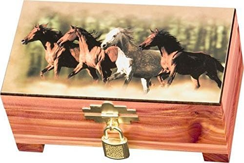 Wild Horses Cedar Chest, Box with Lock 3 1/2"x 6 1/2" 4043