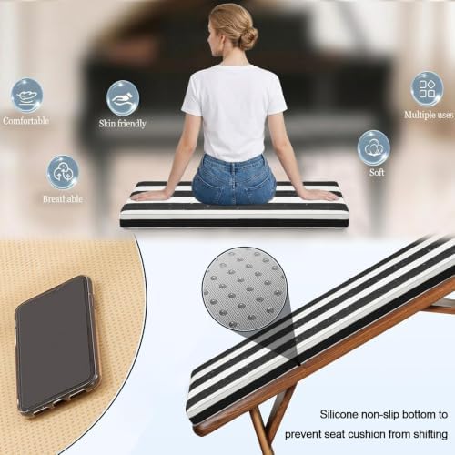 36x18/40x16/48x16 Outdoor Bench Cushion, Water-Resistant Patio Bench Cushions with Ties & Zipper, Non-Slip 2" Thick Bench Seat Cushion for Patio & Garden Furniture(Blue,45x16x2 in)
