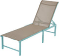 Outdoor Lounge Chair, 5-Position Aluminum Chaise Lounge with Wheels & Armrests, 300 lbs Heavy Duty Patio Pool Chair for Deck, Backyard, Beach & Poolside (Blue,1PCS)